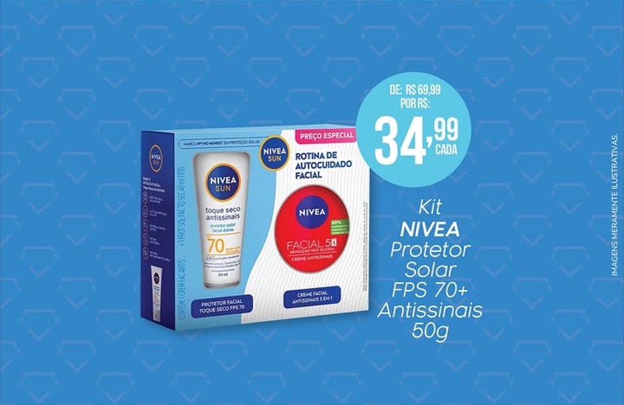 Kit Nivea Protetor Solar FPS 70 + Antissinais 50g