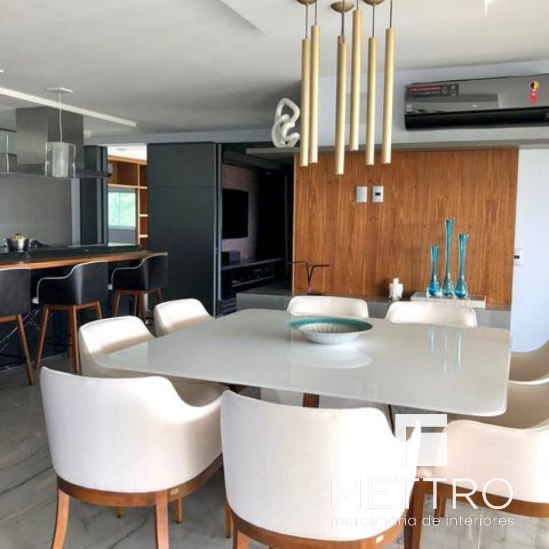 Sala de jantar e cozinha — marcenaria sob medida Mettro Interiores